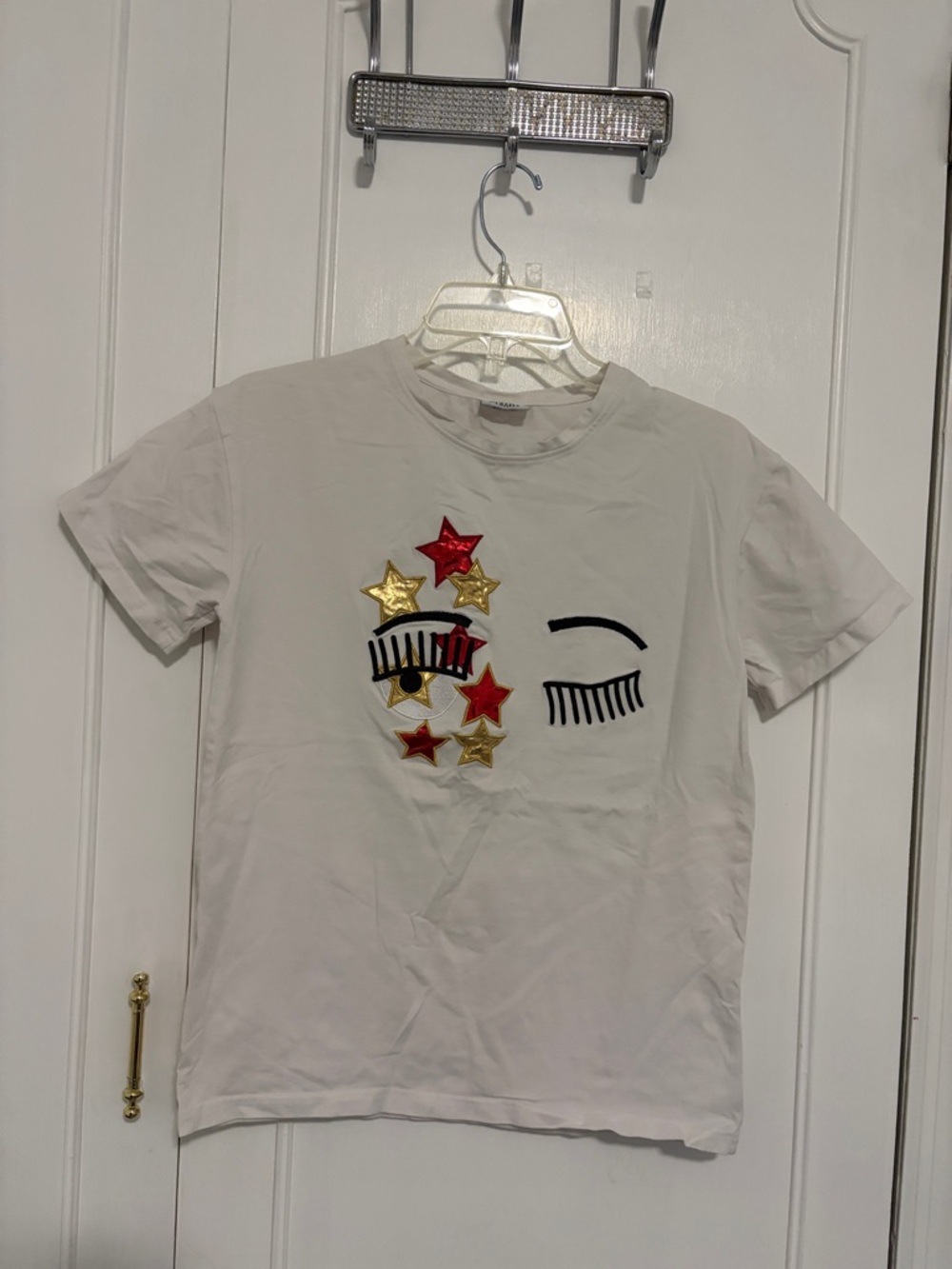 CHIARA FERRAGNI Flirting Eye Stars Cotton T-Shirt